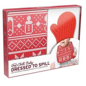 Fred, Chill Baby Dresses to spill Bib & Teether Set NEW in box